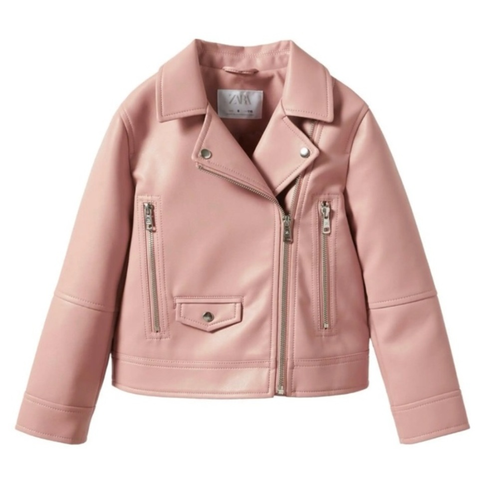 Zara - faux leather moto jacket features asymmetrical zipper and silver hardware